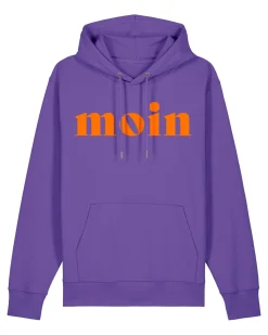 Hoodie "Moin" Purple Love/Neonorange